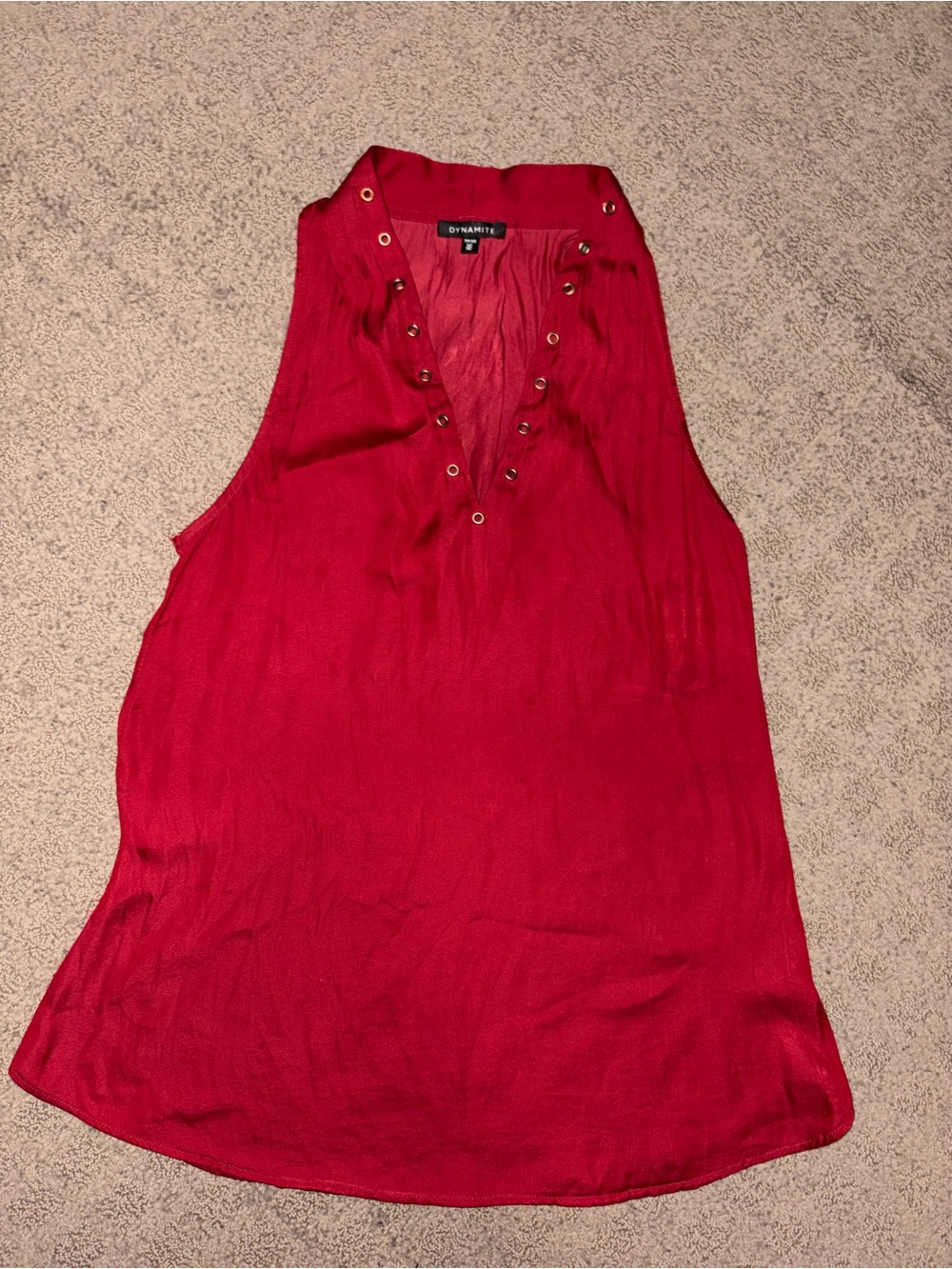 DYNAMITE Red V-Neck Sleeveless Camisole with Grommet Detail, Size XS